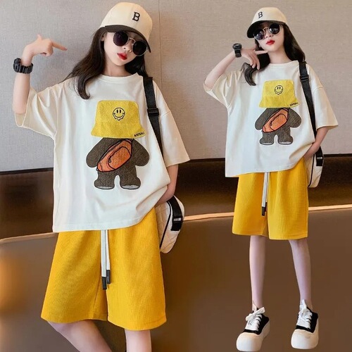 Summer Set for Girls 2024 New Trendy Children's Sporty Fashion Clothing for Older Kids - Internet Famous Street Style Sports Wear for Kids