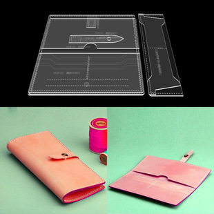 Unisex Long Wallet Ticket Holder Blueprint Acrylic Paper Pattern Handmade Leather diy Plate Blueprint