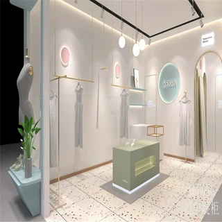 定制服装店展示架吊架女装店靠墙展架玻璃道具展柜烤漆中岛展台