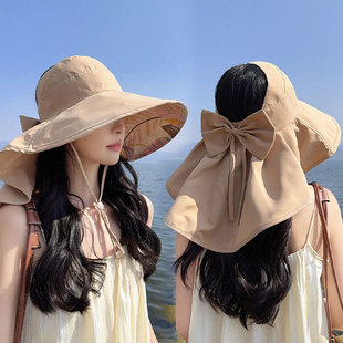 Sun Protection Hat Women's Summer Large Brim Outdoor Shawl Fisherman Hat Neck Protection Sun Hat Anti-Uv Cycling Sun Hat