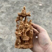 崖柏木雕八仙过海摆件实木雕刻家用客厅供奉八仙像装饰品工艺礼品