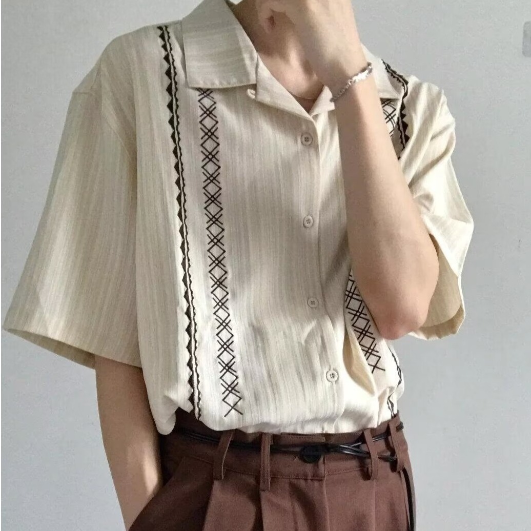 Retro design summer thin shirt