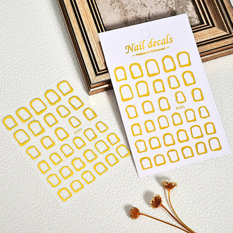 Little Red Book Explosions Bronzing Hollow Nail Art Stickers Simple Irregular 5 Color Hollow Square Girl Nail Art Stickers