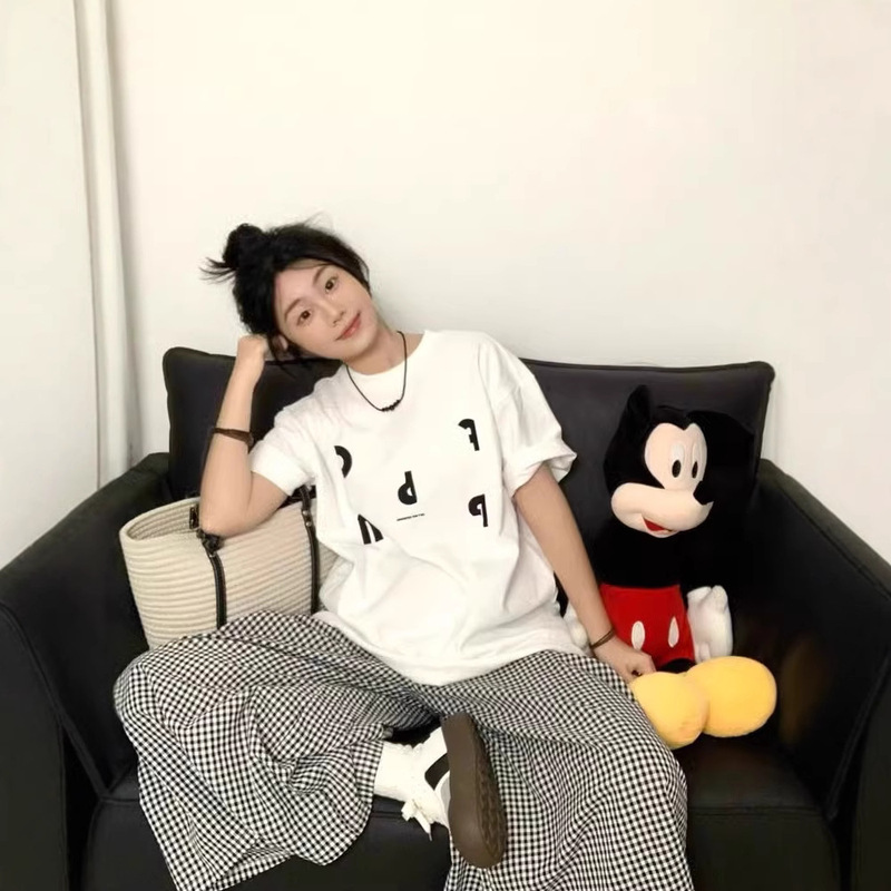 chubby girl Cotton American Style Retro White Short-sleeved T-shirt Women's Summer oversize Loose Design Sense Half-sleeved Top