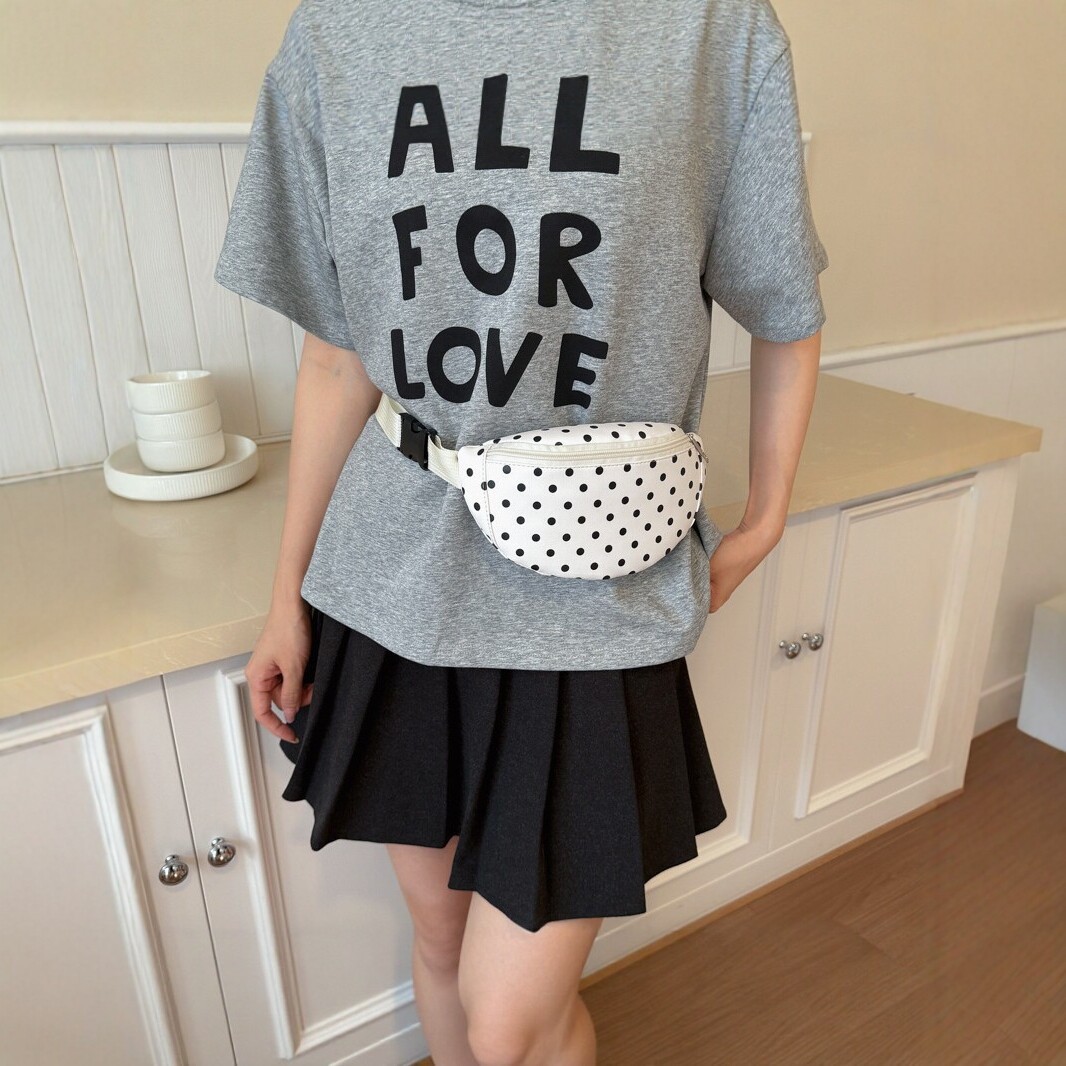 Korean-style polka dot children's crossbody waist bag, cute autumn girls' small bag, versatile baby crescent chest bag accessory bag