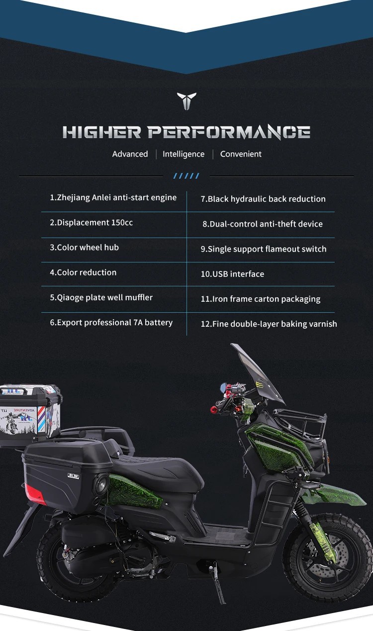 Fuel-Powered Motorcycle New Xi Tk Tank Motorcycle 150Cc Adult Fuel Vehicle Fuel Export Scooter Available for Wholesale