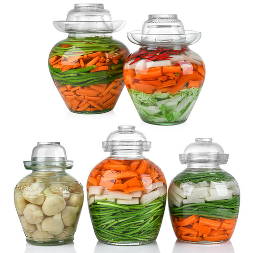Pickle jar glass thickened pickle jar pickle jar household large sealed Sichuan pickle jar with lid