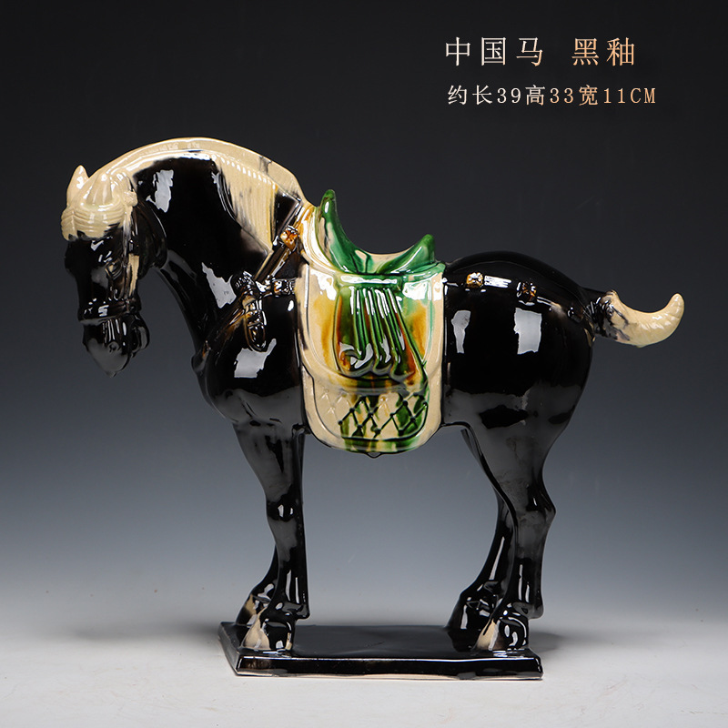 Tang tres coloridos caballos cerámicos decoraciones del año del caballo seis caballos Museo de caballos chinos artesanías decoraciones de sala de estar