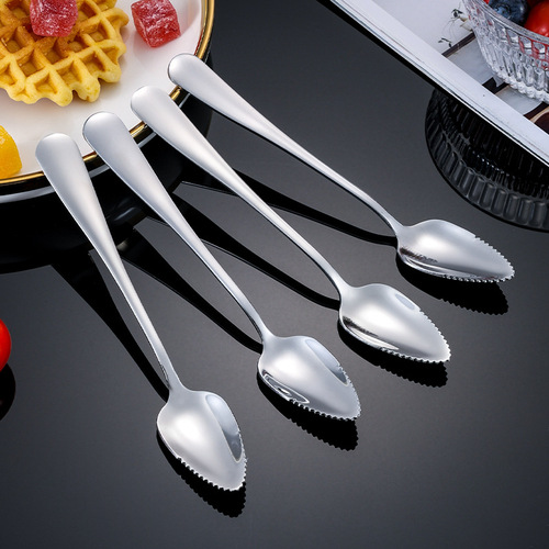 婴儿水果304不锈钢刮泥勺宝宝辅食工具带齿餐具苹果泥勺母婴用品