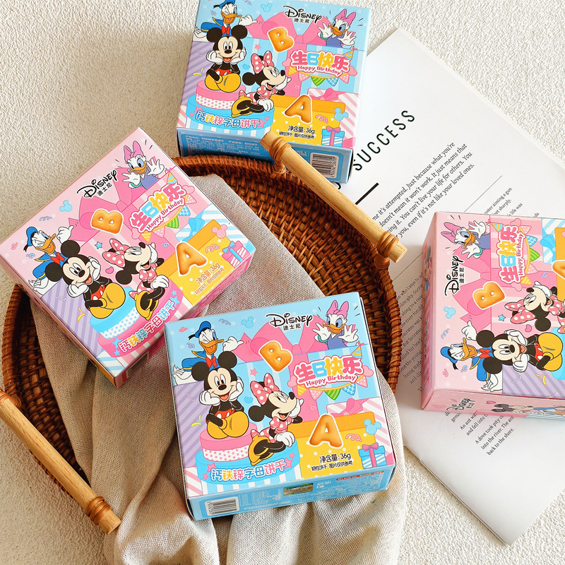 Disney Calcium Iron Zinc Letter Biscuits Hundred Days Baby Banquet Birthday Return Gift Creative Craving Snacks 36g/2 Bags