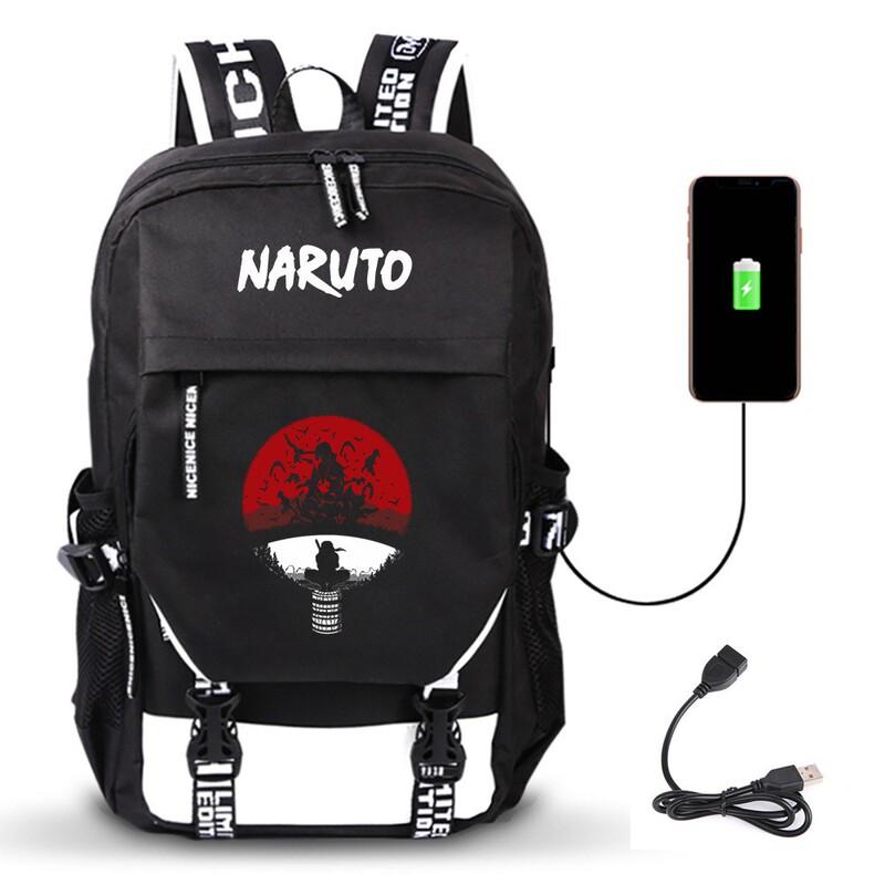 Cross-Border Japanese Anime Naruto Peripheral Youth Student Large-Capacity School Bag USB Computer Bag Travel Bag