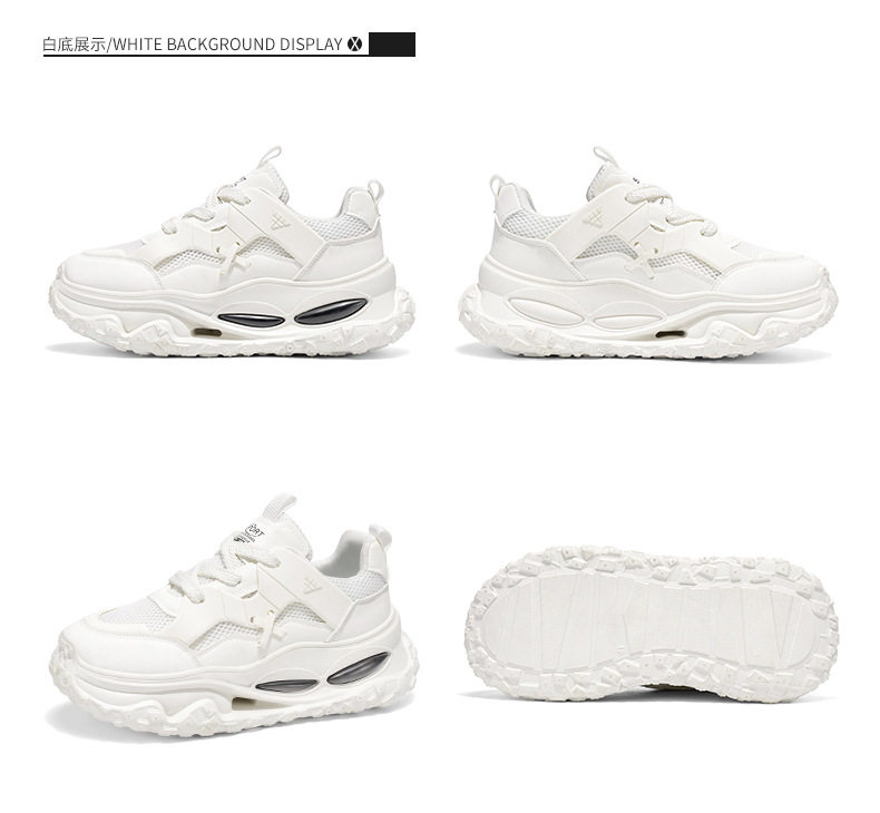 Giày thể thao nam sneaker lưới thoáng khí đế cao su đúc phun, gót thấp 1–3 cm — YC512 màu trắng, YC512 màu đen chi tiết 18