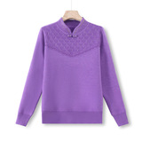 2024一体绒秋冬旗袍领中老年女保暖加厚针织衫费尔岛毛衣妈妈装，女装针织衫/毛衣，妃慕昵服饰