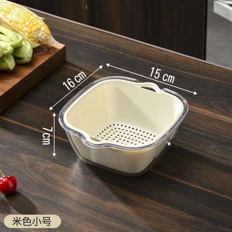 PET二重衝突色野菜水たまり台所家庭用プラスチック果物皿客間ろ過野菜かご洗浄野菜かご|undefined