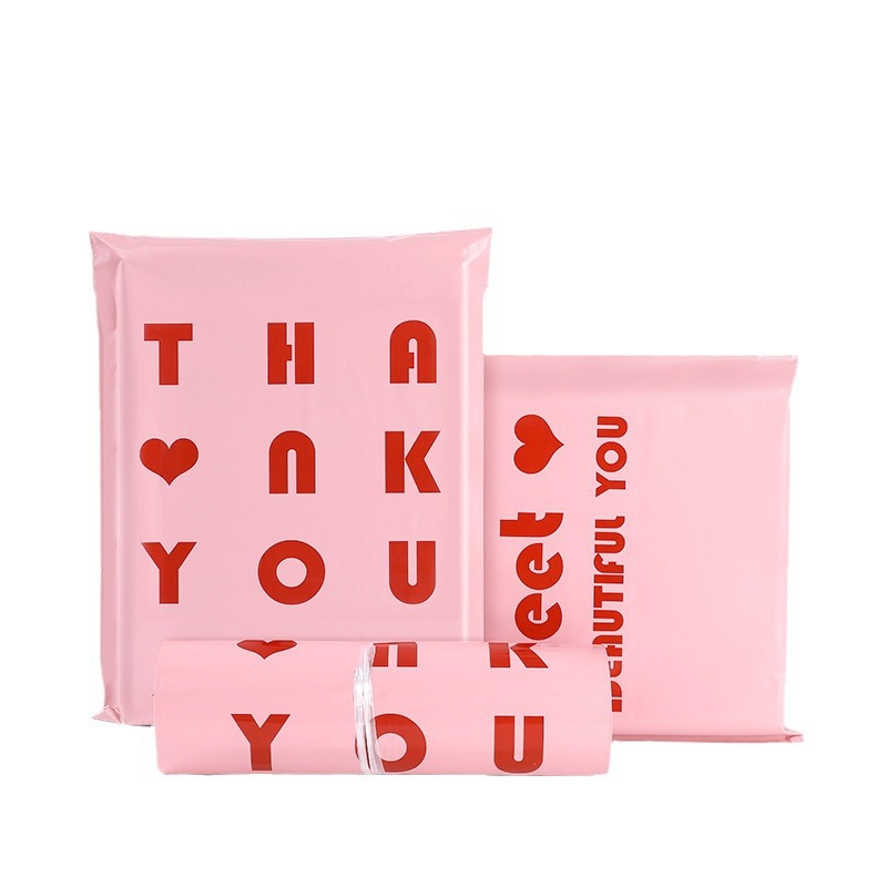 Nueva bolsa exprés rosa, bolsa impresa en inglés, bolsa de embalaje logística impermeable engrosada, bolsa de embalaje, bolsa de destrucción por correo especial