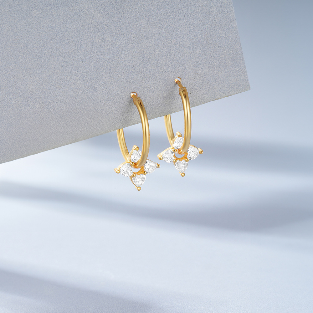 1 Pair Quantity Holiday, Daily Occasion 1 Pair 925 Sterling Silver Opal Zircon 925 Sterling Silver Earrings Geometric Flower Earrings