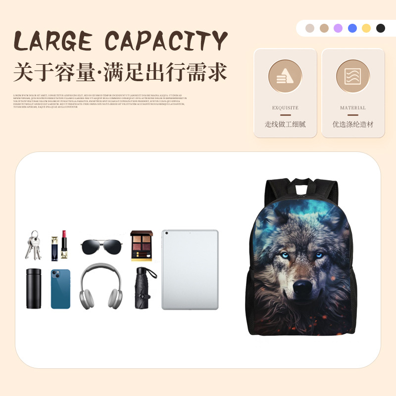 Mochila escolar de gran capacidad transfronteriza europea y americana de tres piezas Mochila de moda para estudiantes Mochila informal con logotipo impreso personalizado image 5