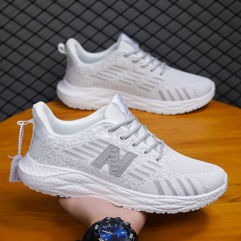 Mesh Sports Shoes, Versatile, Fashionable and Casual White Shoes, Ultra-Light Thick-Soled Cold-Adhesive Shoes for Men and Women, Breathable and Lightweight