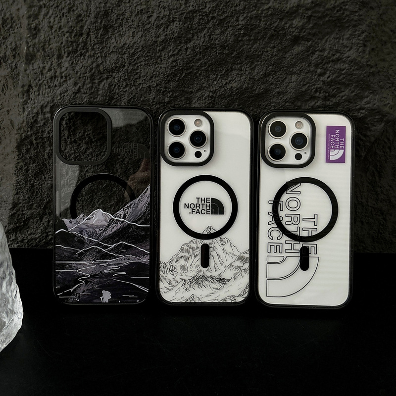 Fashionable Brand North Face Snow Mountain Suitable for Apple 15/14Promax Magnetic Phone Case Iphone13Pro Anti-Fall 16 Hard