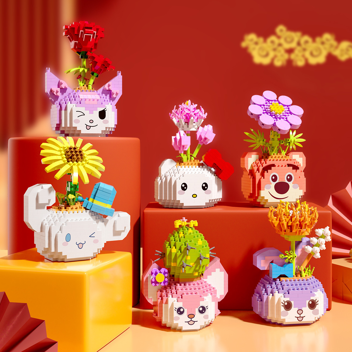 Anggaole en maceta flor eterna compatible con Lego ensamblado bloques de construcción muñeca de La Flor de los niños educativos adornos de juguete al por mayor