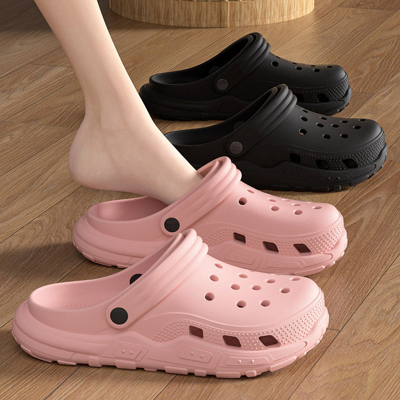 Slippers Women's Slip-on Feeling Sandals Baotou Half New Eva Hole Shoes Men's Outer Wear Thick Sole Non-slip Beach