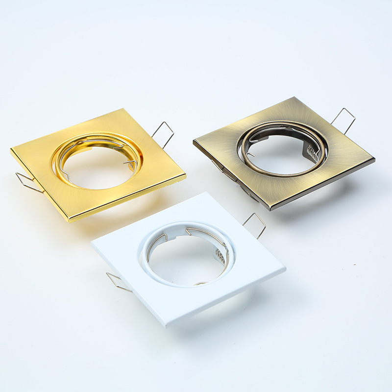 Embedded Iron Square Dual-Element Ceiling Light Surface Ring Bracket Spotlight Housing Manufacturer Direct Sales with Gu10 Gu5.3 Embedded Iron Square Dual-Element Ceiling Light Surface Ring Bracket Spotlight Housing Manufacturer Direct Sales with Gu10 Gu5.3