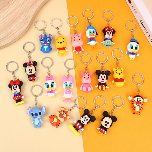 Creative cartoon Mickey Mouse keychain, Tigger, Tiger, Donald Duck keychain ornament, car bag accessory, wholesale