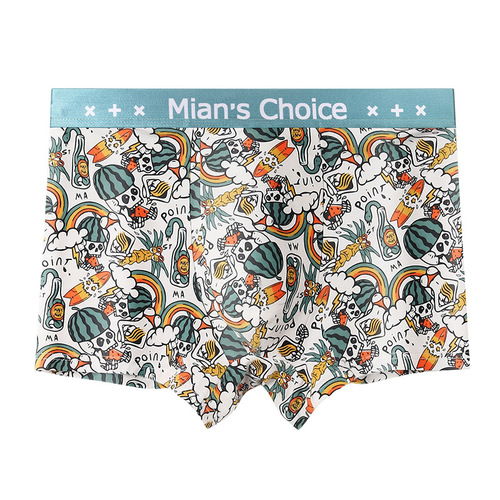 Men's underwear pure cotton cartoon print men's youth plus-size trendy straight-leg pants summer breathable four-square pants short shorts