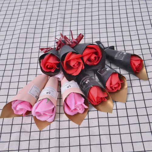Women's Day single soap flower rose small bouquet simulated soap flower gift box Valentine's Day gift Teacher's Day Chinese Valentine's Day