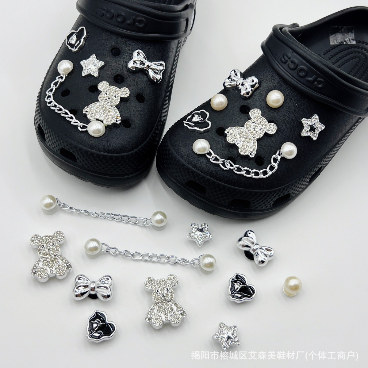 Estrellas plateadas ajuste agujero agujero perdido zapatos decorativos accesorios DIY extraíbles accesorios de flores hebillas de zapatos accesorios tridimensionales