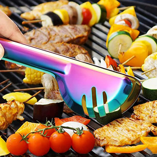 Source manufacturer semi-circle stainless steel food tongs creative buffet serving tongs barbecue tongs serving tongs