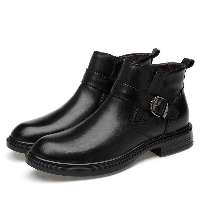 Men's high-quality Chelsea boots, featuring a sophisticated design, made from premium top-grain leather, with added comfort, fleece lining, and extra padding for warmth Men's high-quality Chelsea boots, featuring a sophisticated design, made from premium top-grain leather, with added comfort, fleece lining, and extra padding for warmth