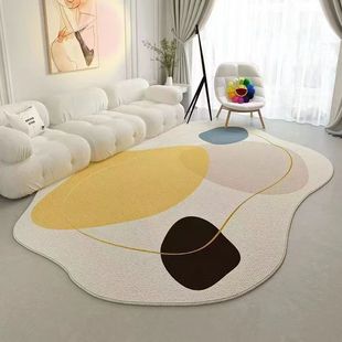 Nordic Style Special-Shaped Living Room Carpet Imitation Cashmere Sofa Study Coffee Table Office Bedroom Bedside Rug Non-Slip Foot Mat