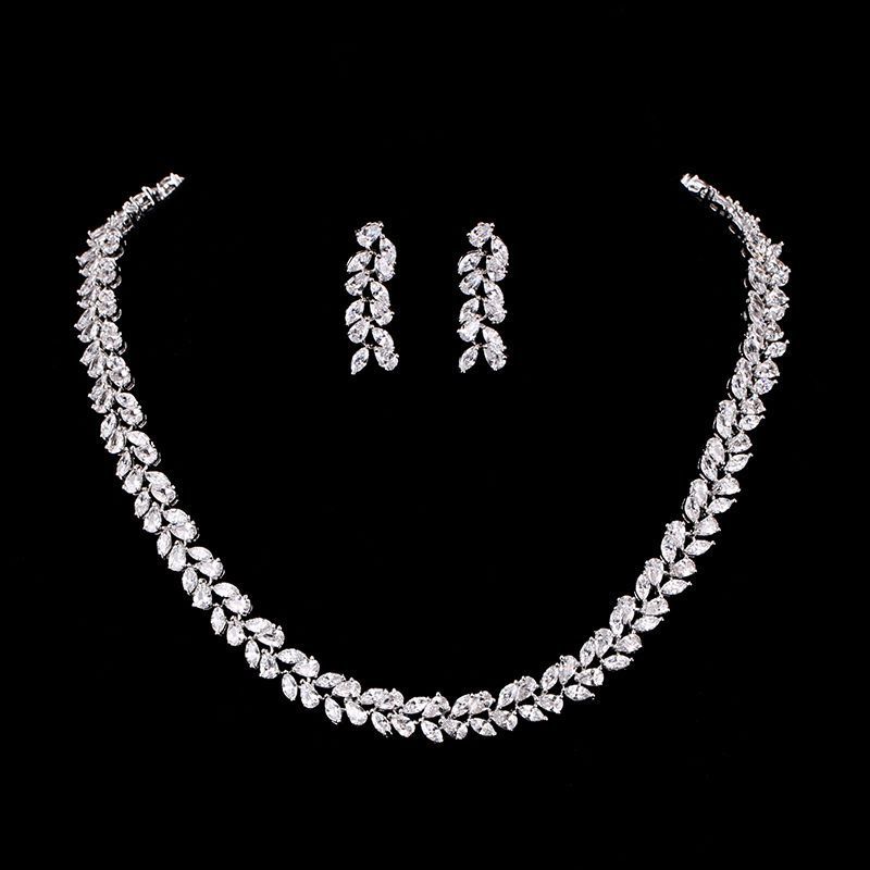 high-end necklace and earrings for bride