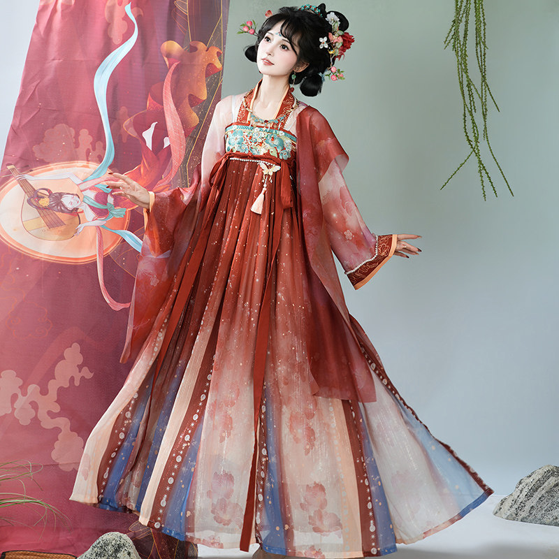 Tang Dynasty Style Qi-Xiong Ruqun Hanfu Women's Set 2026 New Spring and Summer Original Improved National Style Ethereal Ancient Costume Tang Dynasty Style Qi-Xiong Ruqun Hanfu Women's Set 2026 New Spring and Summer Original Improved National Style Ethereal Ancient Costume