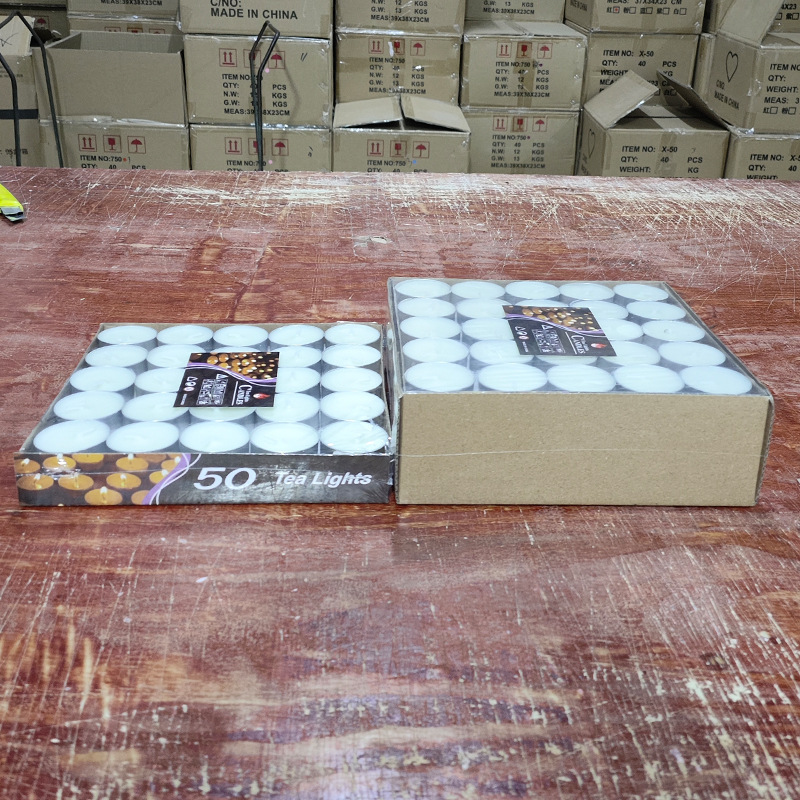 100 Boxes of 4 Hours Smokeless Candles for Making Tea Paraffin Popular Birthday Confession Small Candles Round 50 Capsules Wholesale