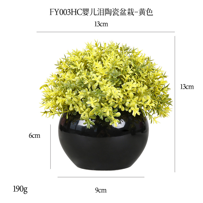 Planta Artificial de Bola Verde en Maceta de Cerámica y Plástico Decorativa para Escritorio