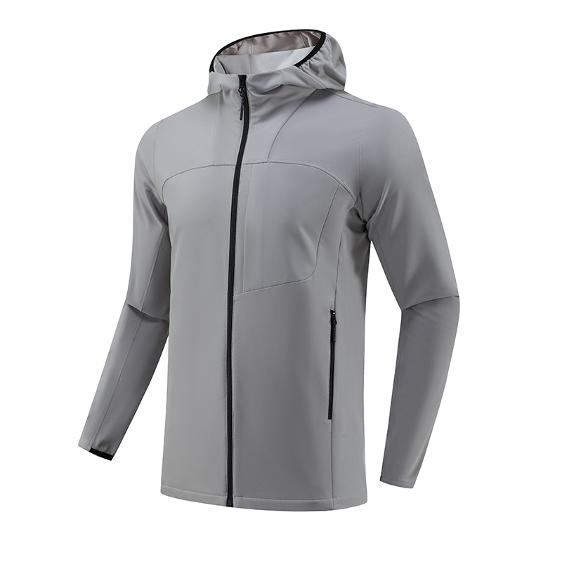 Dijia chaqueta deportiva al aire libre para hombre rápido seco transpirable correr con cremallera con sombrero ropa casual chaqueta de mangas largas abrigo transfronterizo