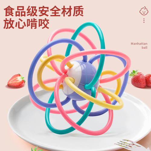 Manhattan Ball for Infants and Toddlers, Baby Teething Grinding Ball, Bite and Bite Rattle, Bed Bell, 0-3 Years Old Baby Toy