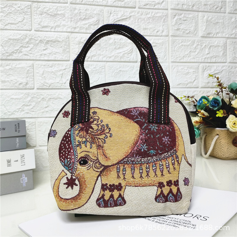 2024 nuevo color de doble cara de dibujos animados de punto bolsa de lona textura de comercio exterior mamá bolsa de compras monedero móvil