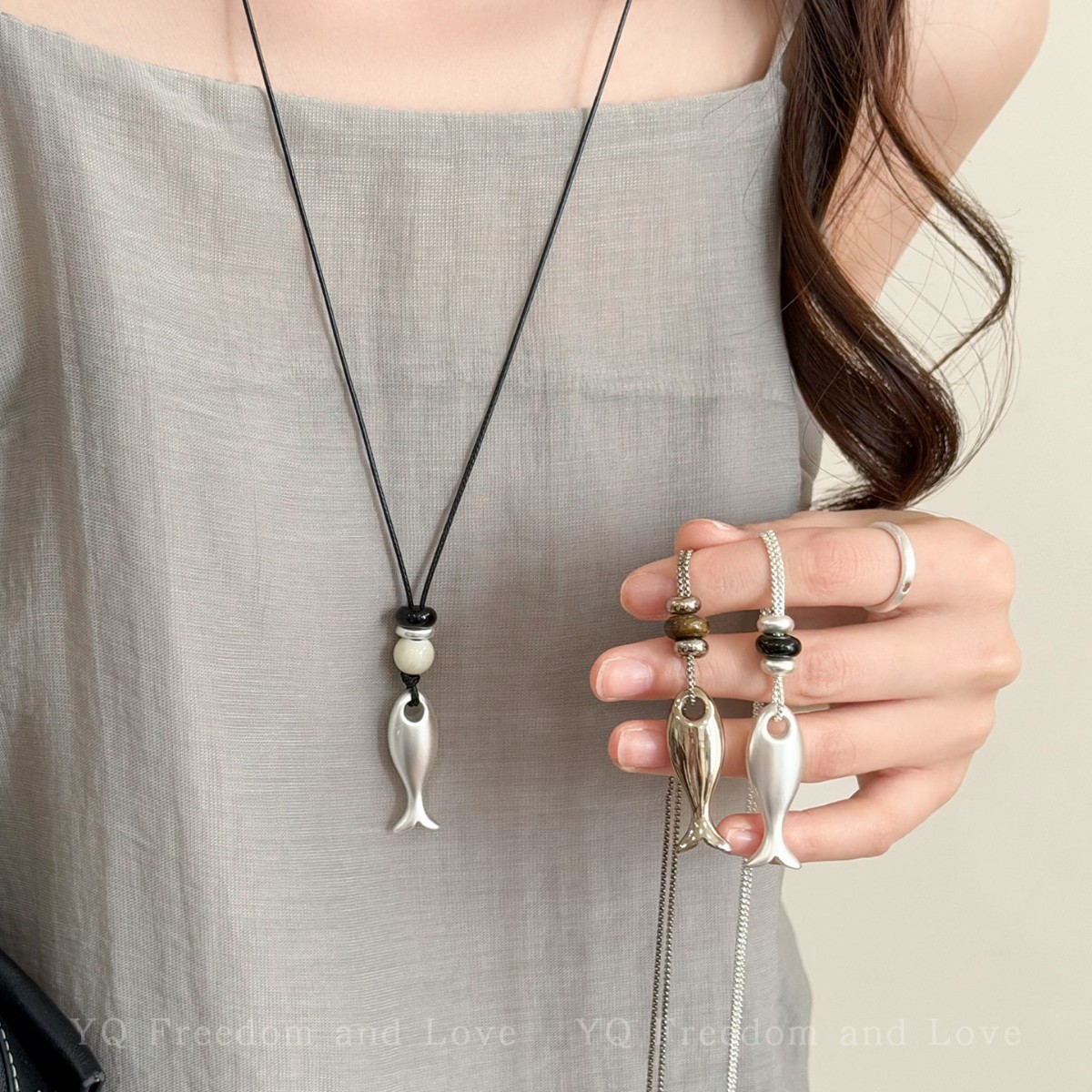 Matte long pendant, necklace, summer chain for key bag , accessory, light luxury style, high-quality style