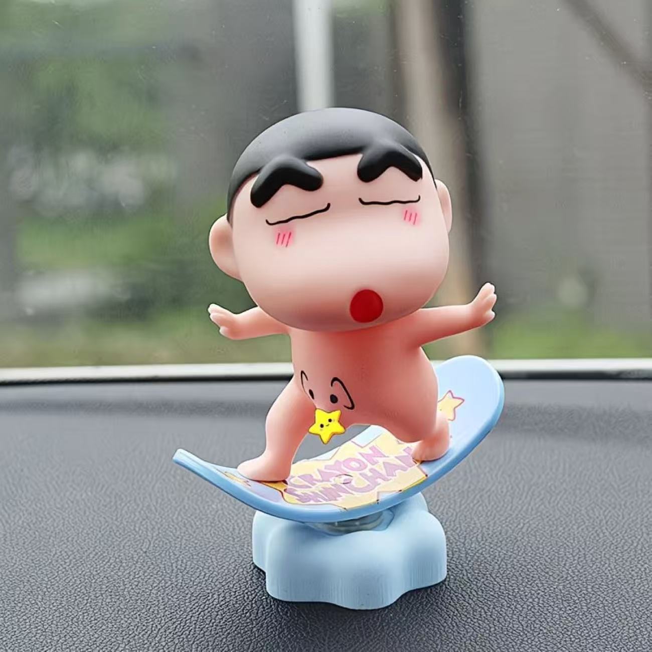 Crayon Shin-Chan Skateboard Surfing Full Series Q Version Lotus Anime Figure Model Desktop Ornament Car Central Control Doll