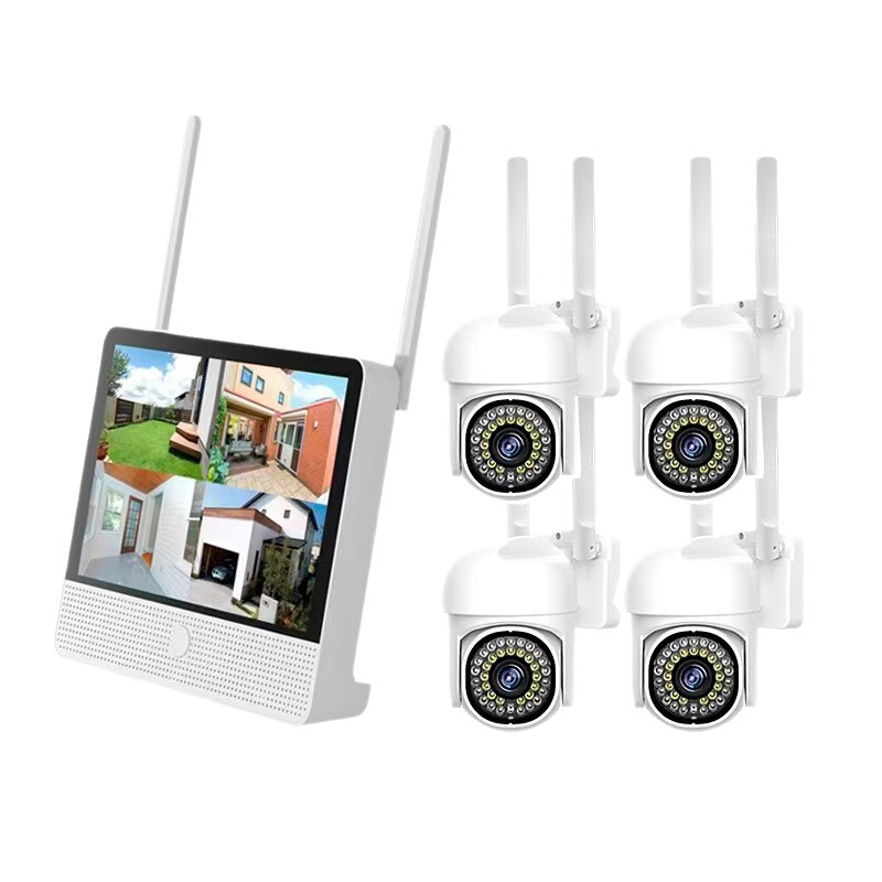 WiFi kit无线带显示屏室外高清夜视 NVR录像机无线监控套装