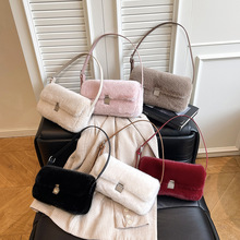 时尚通勤休闲毛毛包女2025秋季新款复古腋下包洋气单肩包毛绒包包