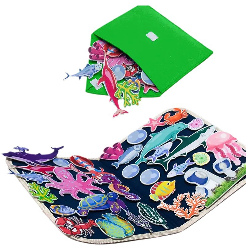 Junta de aprendizaje de fieltro portátil para niños Junta de vestir Puzzle Educación temprana Juguetes de fieltro Junta ocupada Junta de educación temprana para niños