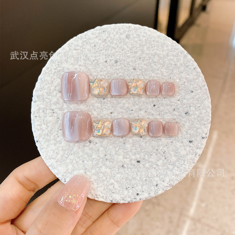(Foot Armor) Hand-worn Armor Ice Flower Tea Broken Diamond Cat's Eye Armor Light Luxury Pure Wearable Nail Patch