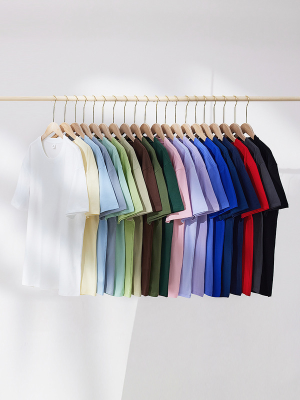 Summer Cotton 230g Heavy Short-sleeved T-shirt Men's Solid Color Loose Casual Inner Crewneck Base Shirt Trendy T-shirt