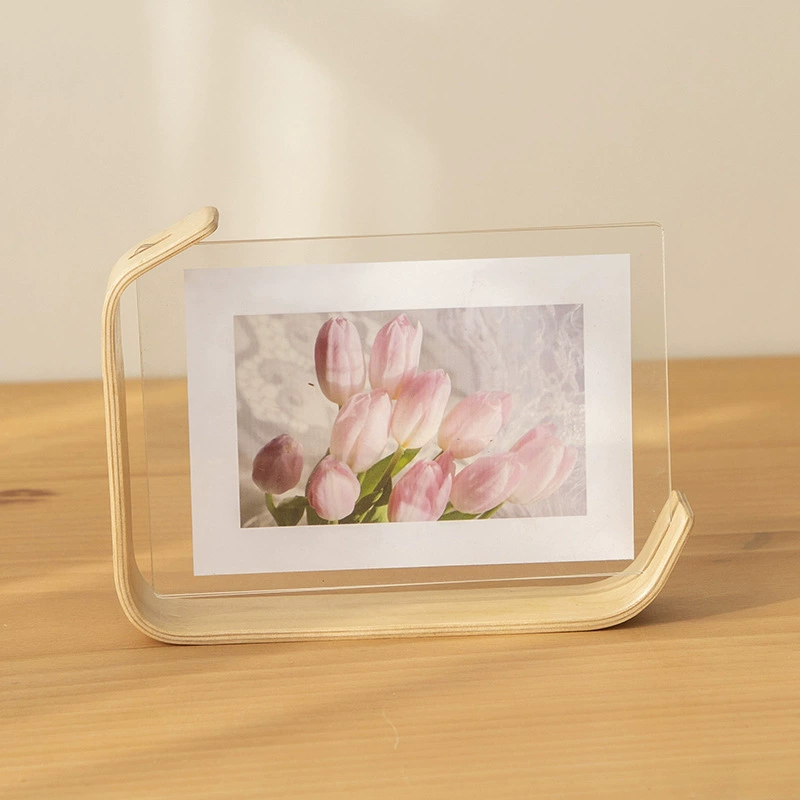 Двусторонняя акриловая фоторамка с натуральным деревом, DIY, несколько размеров (6", 7", 14×21 см)