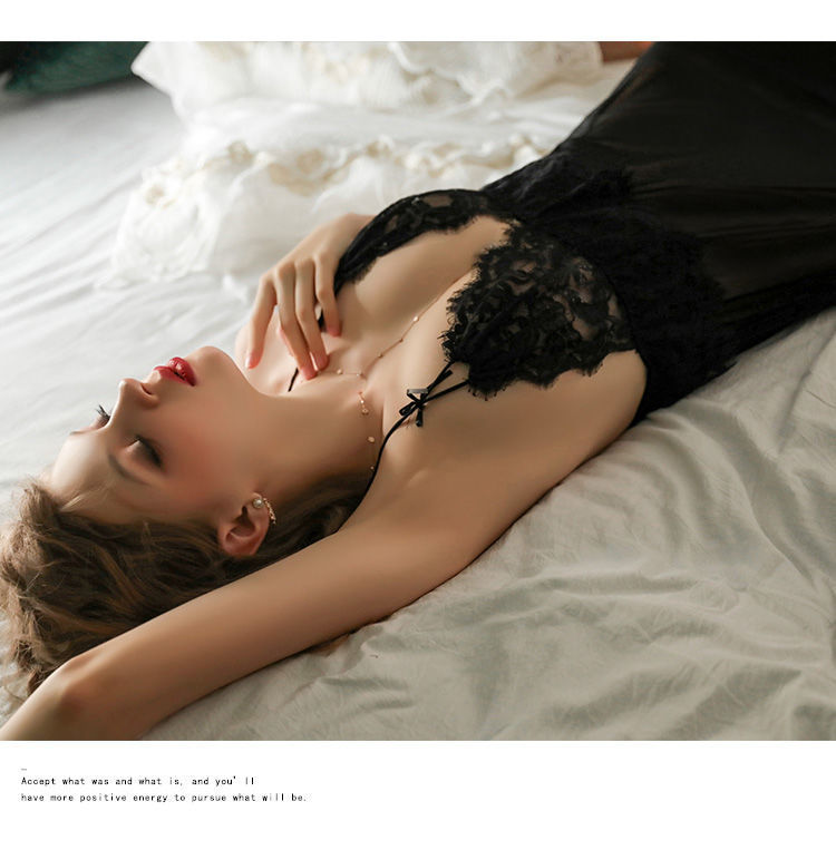 GraceChic GraceChic 2021 Primavera Estate Nuovo Sexy Pigiama da Donna in Stile Europeo Americano Set Due Pezzi Camicia da Notte in Pizzo Sottile e Vestaglia_voghion.com