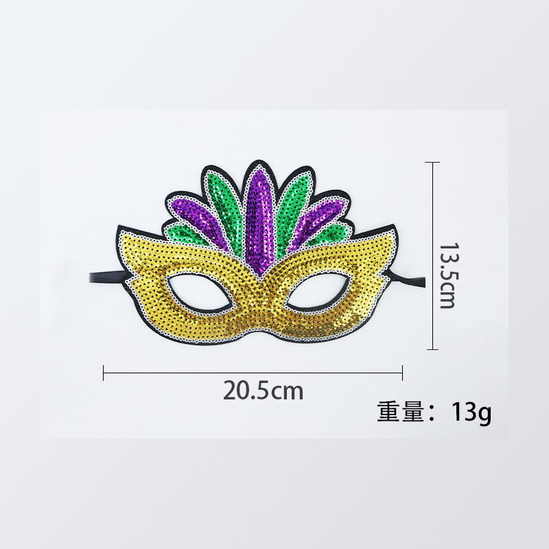 Máscaras de fiesta de carnaval plumas de color brazaletes Amazon oro púrpura verde sequillas payaso tricolor